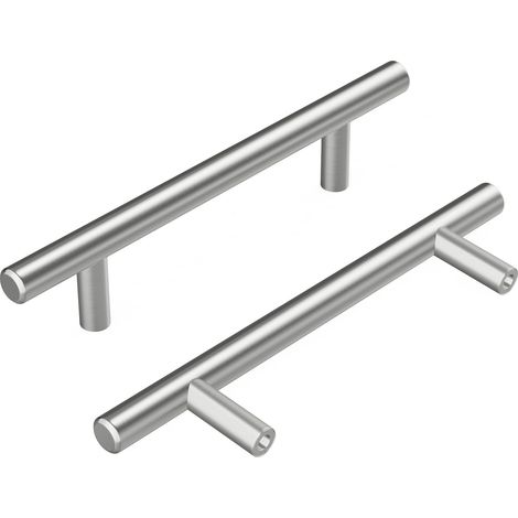 Tiradores redondos para armarios, puertas y cajones, distancia entre orificios de 128 mm, color plata, 2 unidades. (1/5)