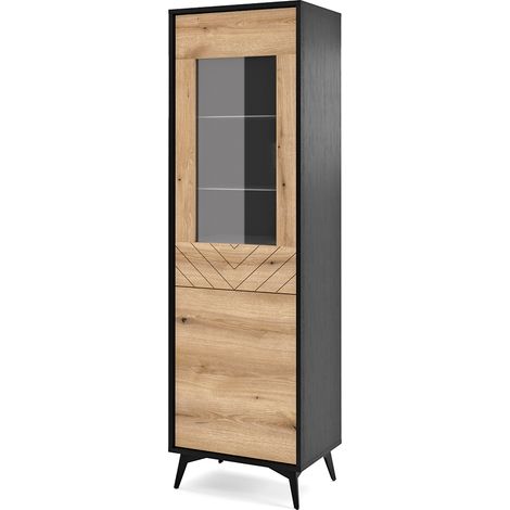 Vitrine schwarz mit Eiche DALE-160 (1/5)