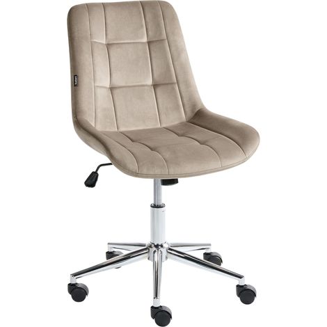 Office Chair Taupe Velvet Seat and Backrest Swivel Desk Computer Adjustable Height Modern Home Office MELROSE