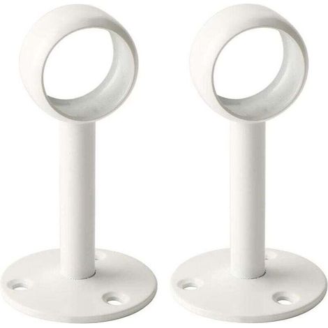 Support Tringle Rideau Plafond en Acier Inoxydable, Support Tringle Penderie pour Tube de rond Ø 25 mm, Blanc Brillant 2 Pcs (1/4)