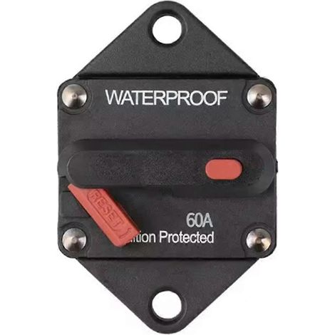 Compatible avec un adaptateur de conversion stéréo pour amplificateur audio de voiture 60A 12V 48V, comprenant un porte-fusible et un disjoncteur, avec bouton de réinitialisation manuelle. (1/5)