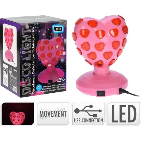 LAMPARA ROSA FORMA CORAZON DISCO LED