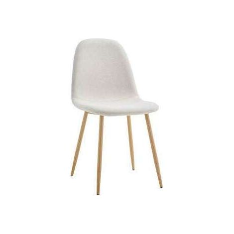 Pack 4 sillas tapizadas en tela color beige claro, pata efecto madera modelo Córdoba, 43 cm(ancho) 86 cm(altura) 55 cm(fondo)