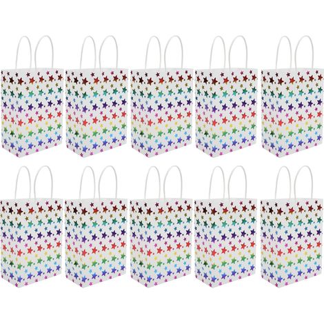10 Sacs Cadeau Étoiles à 5 Branches - Papier Résistant, Couleurs Vives, Polyvalent pour Cadeaux (1/5)
