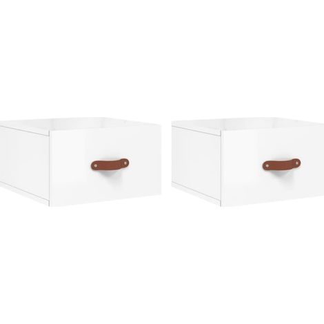 Maison Exclusive - Mesitas de noche de pared 2 uds blanco brillo