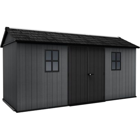 Keter Newton Plus Shed 15x7.5ft - Grey, All Weather Resistant, Easy to Clean