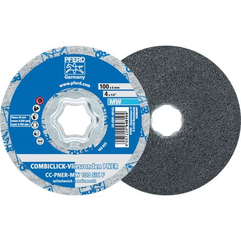 PFERD COMBICLICK verpresste Vliesronde CC PNER Ø 100mm Mittelweich SIC Fein für Finish 5 Stk (1/5)
