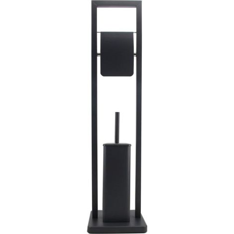 Portarrollos de pie con escobillero - 20x80cm - negro (1/5)