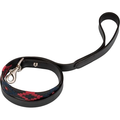 Guinzaglio per cane modello Polo S con motivo geometrico blu e rosso - Nero
