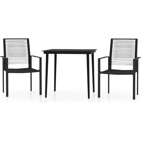 Ensemble à manger de jardin 3 pcs Mobilier de jardin Noir (1/5)