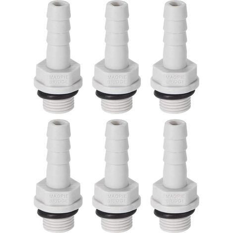 Adaptateur raccord flexible PVC 6mm 15/64" x1/8"G 6Pcs (1/5)