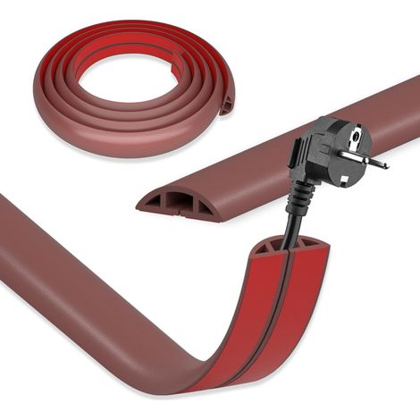 Passage de Cable au Sol, Rouge 1mx30mm Cache Cable Sol, Petit Canal de Câble Flexible, Goulotte Passe Cable, PVC Cache Fil Électrique Sol Auto-Adhésif Montage pour Tous Les Câbles Bureau (1/5)