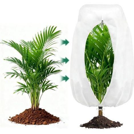 Voile d'hivernage pour plantes d'extérieur 80x120 cm, housse avec cordon de serrage et fermeture éclair, protection hiver. (1/5)