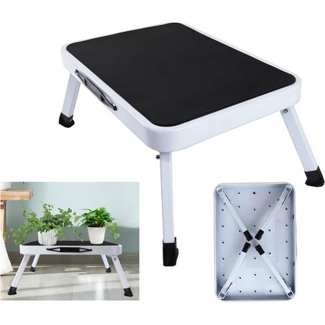 Dayplus – Marchepied pliable en acier – Antidérapant avec larges marches – Charge maximale 150 kg – Compact pour mobil-home et camping-car