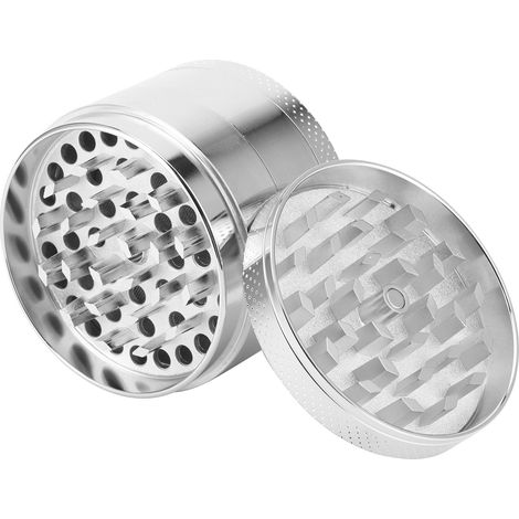 Kompakte Kräutermühle aus Zinklegierung mit diamantförmigen Zähnen, Gewürzmühle und silbernem Mahlwerkzeug (1/5)