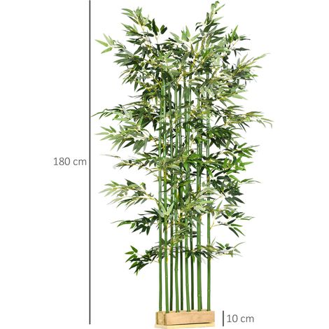 Plante de bambou artificielle, 180 cm de haut, 1640 feuilles, avec un socle en pin vert de 35 x 10 x 10 cm. (1/5)