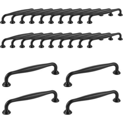 Set di 24 maniglie per mobili da cucina, 128 mm, nere, per ante, cassetti e altri mobili da cucina - Crezuo (1/4)