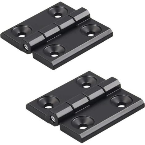 Black zinc alloy hinges for door frames, mounting kit included. 60 x 60 mm, 2 pieces.