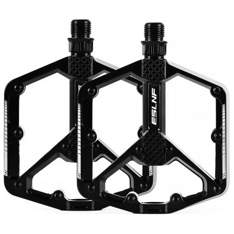 Pédales de vélo VTT plates en aluminium, lot de 2, aluminium noir