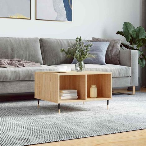 vidaXL Mesa de centro madera contrachapada roble Sonoma 60x50x36,5 cm (1/5)