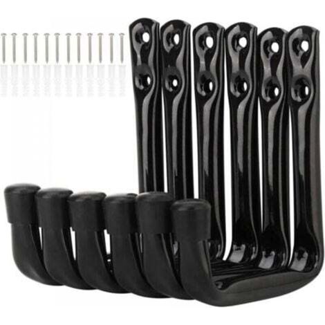 Set mit 6 robusten J-förmigen Haken zur Garagenaufbewahrung, Stahlwandhalterungen (12 cm x 9 cm)