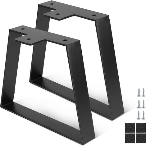 2 Pièces Pieds de Meuble Trapézoïdaux de 15 cm, Pieds de Table Noir (1/5)