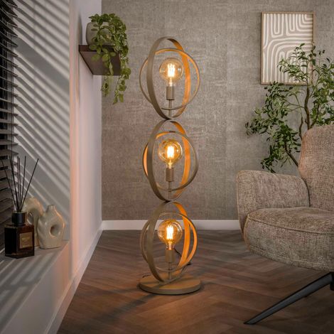 Lampadaire moderne beige mat, 3 anneaux pivotants TRIBECA (1/5)