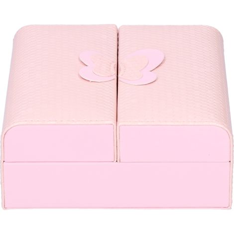 Elegante Schmuckschatulle aus PU-Leder für Halsketten, Anhänger und Ohrringe – 15 x 15 x 6,5 cm, Rosa (1/5)