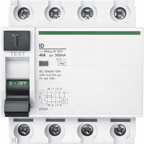 WEBMATEL Interruptor Diferencial Tetrapolar 4P 40A 300mA 10kA Curva C Carril DIN (1/3)