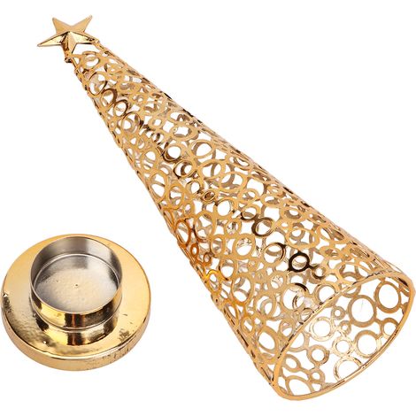 Bougeoir en forme de sapin de Noël, support en métal pour bougie parfumée, décoration de table pour les fêtes de fin d'année (1/5)