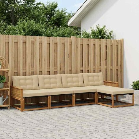 vidaXL Outdoor-Sofagarnitur mit Kissen 5 pcs Natur und Beige (1/5)