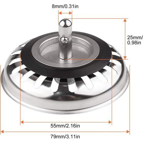 Set mit 2 Edelstahl-Küchenspülenstöpseln, universeller 79,3-mm-Küchenspülensieb für Küche und Bad (1/4)
