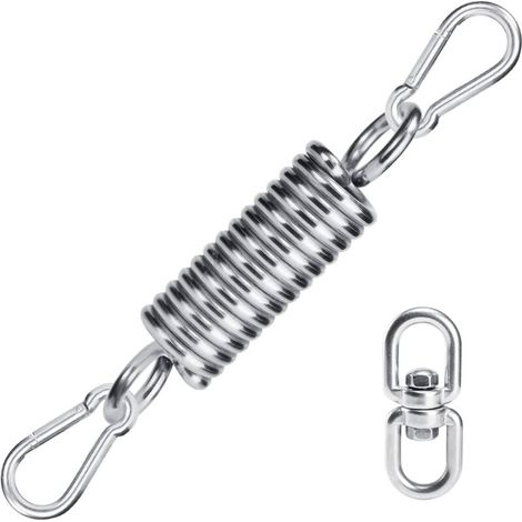 1PCS Hammock Spring Hook, It has 2 M10 Carabiner Hooks, 1 Suspension Spring and 1 360° Rotatable Ring, Outdoor Chair Swing Accessories