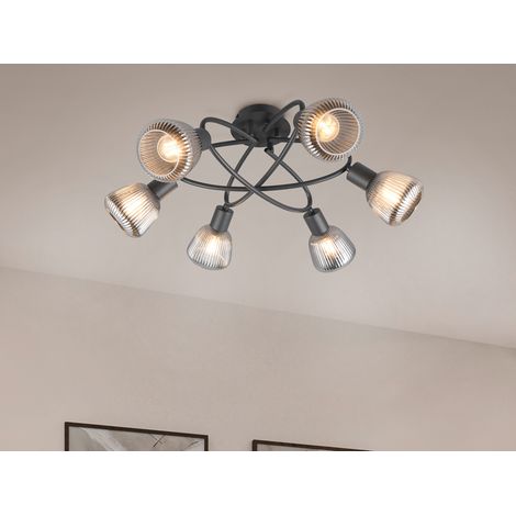 Große Deckenleuchte TARIFA 6-flammig mit Glasschirmen Chrom bedampft, Ø 59cm (1/5)