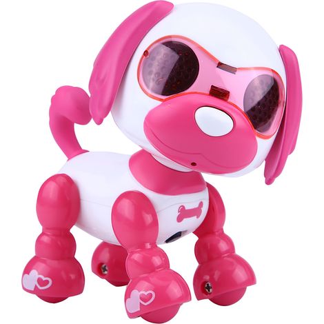 Chien robot interactif intelligent pour enfants, avec sons et marche, et LED éducative (rose rouge) (1/5)