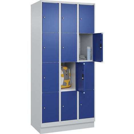 C+P, Vestiaire à 4 casiers Classic PLUS, 3 compartiments, gris (1/5)