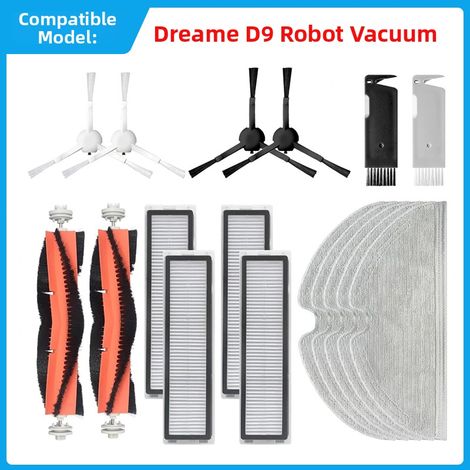 Brosse principale, brosses latérales, filtre et chiffon lavables compatibles avec le robot balai-aspirateur Dreame D9 de Mi Home (1/4)