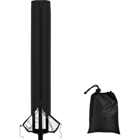 Housse pour mobilier de jardin，Housse de Séchoir de Linge Extérieur Rotatif Imperméable, Housse de Protection pour Séchoir Rotatif Cordes à Linge avec Fermeture éclair, Tissu Oxford 120D, Noir(168 x 3 (1/4)