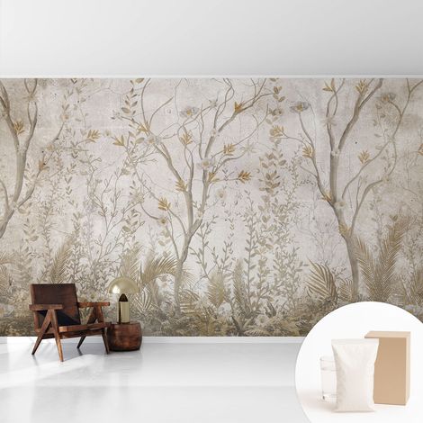 Tapete Vliestapete mit Kleber - Wanddekoration - Wandfolie - 3D Tapete Wand - Wohnungsdeko Waldlichtung 416x254 cm (1/5)