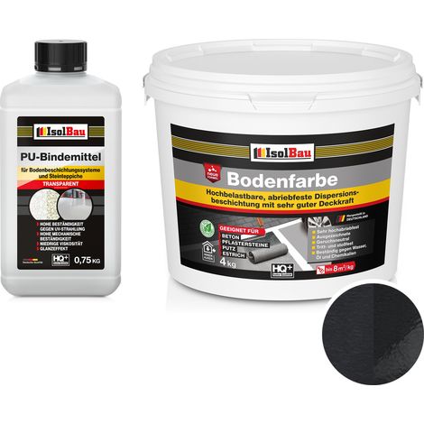 IsolBau Vernice per pavimenti in resina 2K per calcestruzzo Bodenbeschichtung 4 kg Nero (1/5)