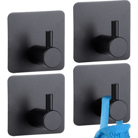 Gancho autoadhesivo para colgar, acero, negro, 4 unidades. (1/5)