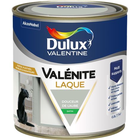 Dulux Valentine Peinture Laque Valénite Intérieur et Extérieur Multi-supports - Finition parfaite et lisse, Haute Résistance - Satin Douceur de l'Aube 0,5 L
