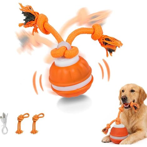 Interaktiver Hundeball mit 3 Spielmodi, elektrischer Hundeball mit Schwanz und 2 Kauseilen, intelligenter Ball mit Geräuschen für kleine Hunde, Welpen und aktive Hunde (N) (1/5)