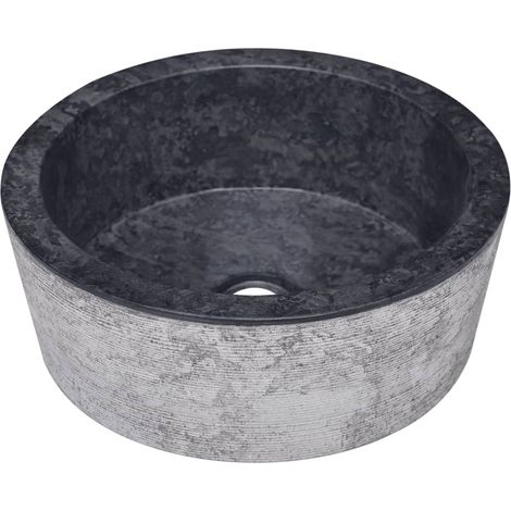 Lavabo de baño lavabo de sobre encimera lavabo de inodoro lavabo de baño lavabo de baño interior diámetro 40 cm mármol negro 020002822