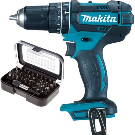 Makita DHP482Z 18v LXT 2 Speed Combi Drill + 30PC Screwdriver Bit Set BARE UNIT (1/5)