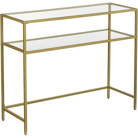 Consolle da salotto moderna in oro e vetro temperato (1/5)