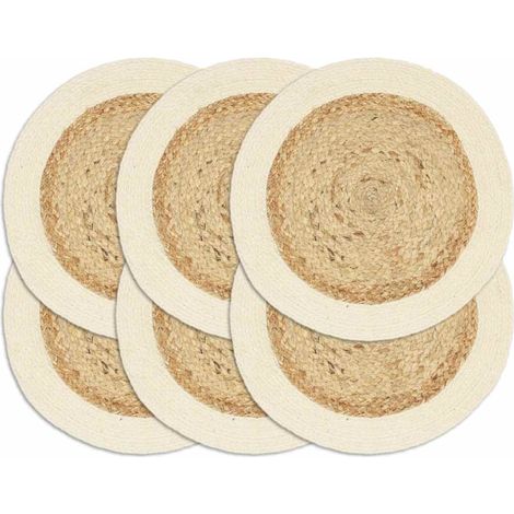 vidaXL Mantel individual redondo 6 uds yute algodón natural liso 38 cm (1/4)