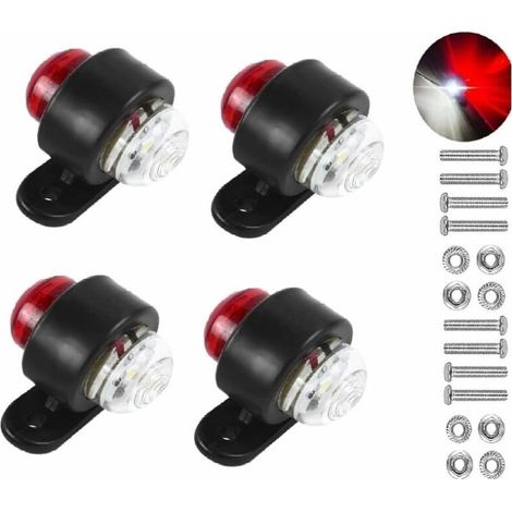 4 packs de feux de position latéraux à LED, 12-24V blanc rouge, feux d'avertissement double face, feux de stationnement de remorque de camion, feux de dégagement (1/5)