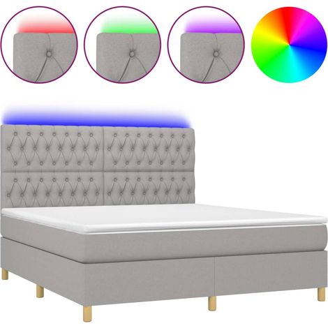 Maison Exclusive - Letto a Molle Materasso e LED Grigio Chiaro 180x200 cm Tessuto (1/5)