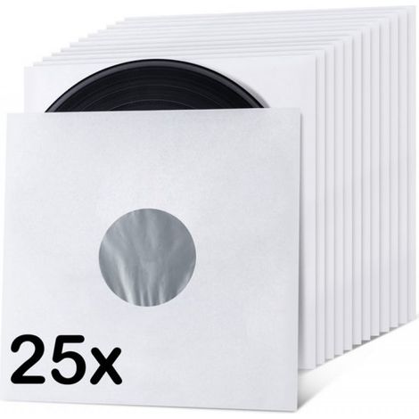 Pochettes de protection pour disques vinyle - Pochettes pour disques vinyle - Doublure intérieure antistatique - 25 pièces - Pochettes intérieures pour disques vinyle - Blanches - 80 grammes - Pochett